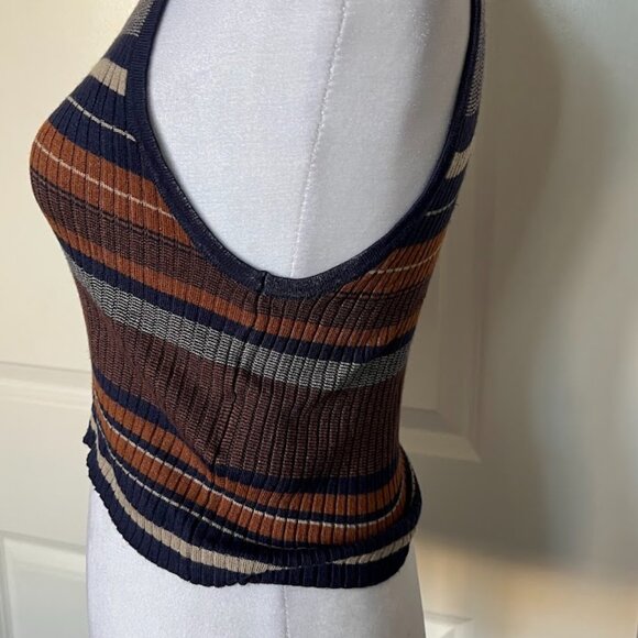 COTTON ON Orange Blue Striped Sleeveless Turtleneck Knit Sweater Top Size Medium - Picture 7 of 13